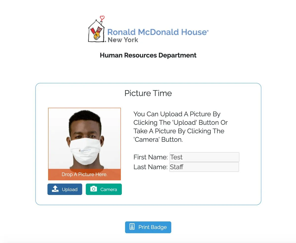 Self-service badge printing web app